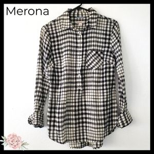 ♥️ $  3/$15 Merona:Size:S/ Black&White Checkered Shirt